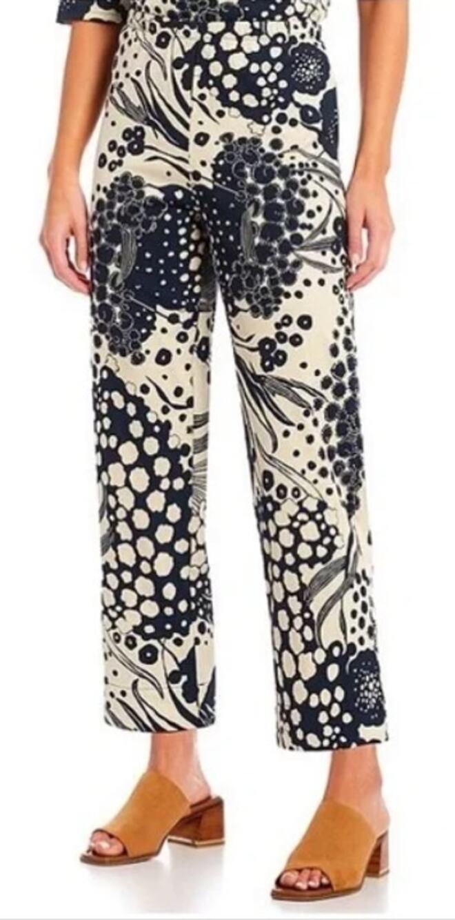 Bryn Walker Fiori D Acqua Floral Print Jacquard Stretch Crop Pants Size XXS